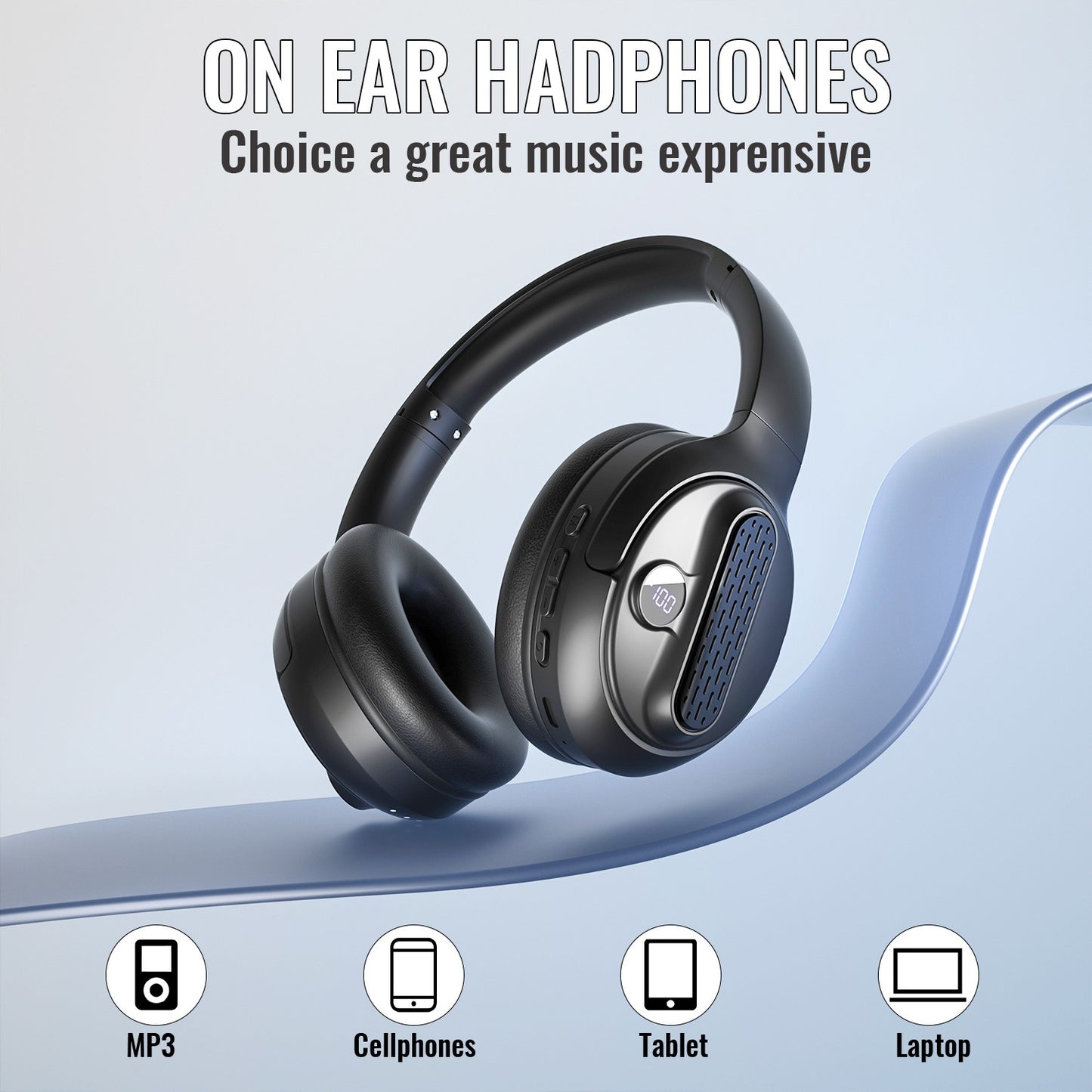 Head mounted Bluetooth earphones with portable power bank wireless earphones Type-C interface foldable card insertion