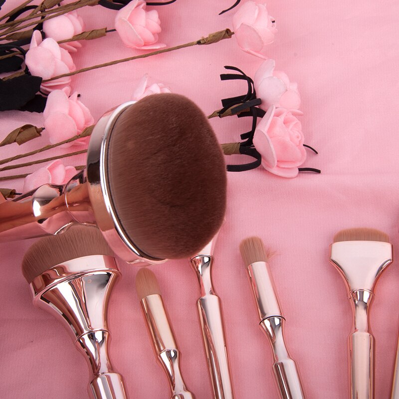 9 Pcs Makeup Brushes Rose Golden Beauty Cosmetic Tool