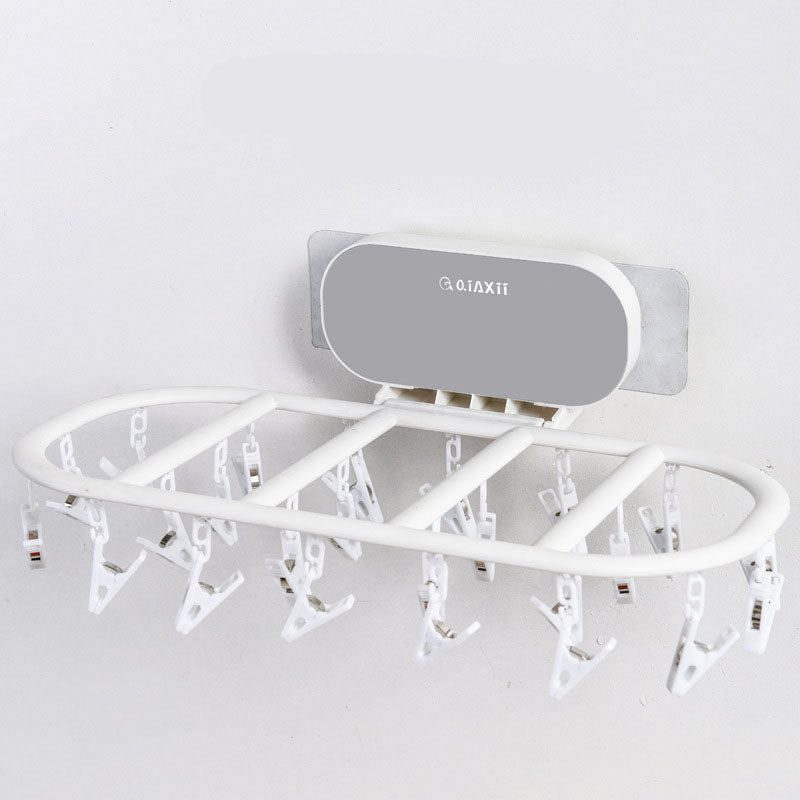 Multifunctional Drying Rack 24 Clip Folding Drying Rack Oval Underwear Socks Storage Artifact Household Wind-Resistant Clothes Rack