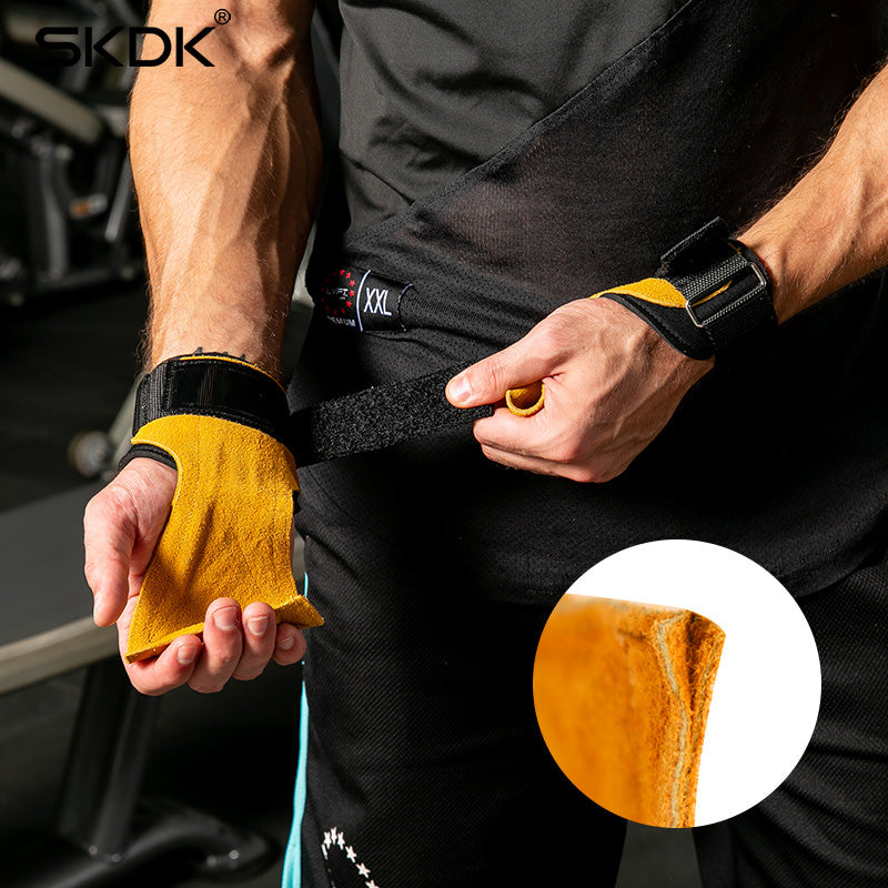 1 Pair Cowhide Hand Grips Gymnastics Gloves Anti Skid