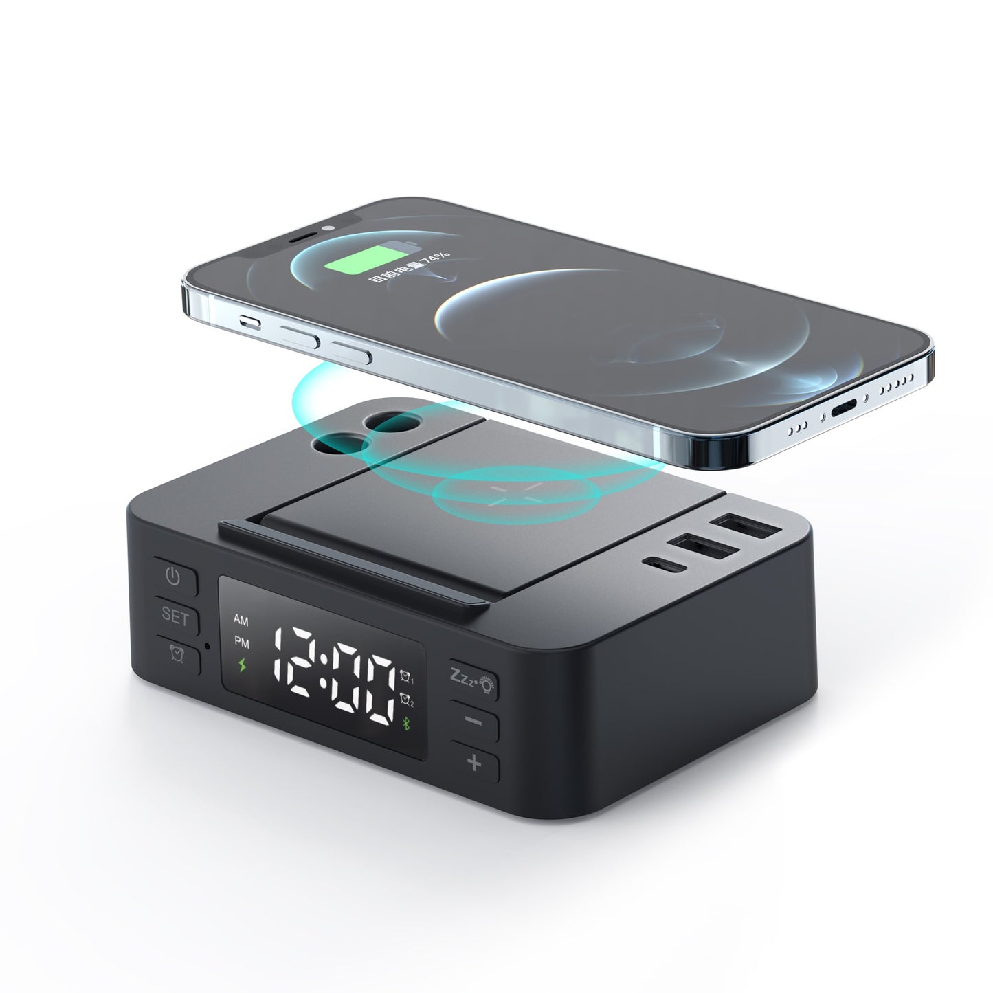 Clock Wireless Charging Phone Holder Pen Holder Multifunctional…