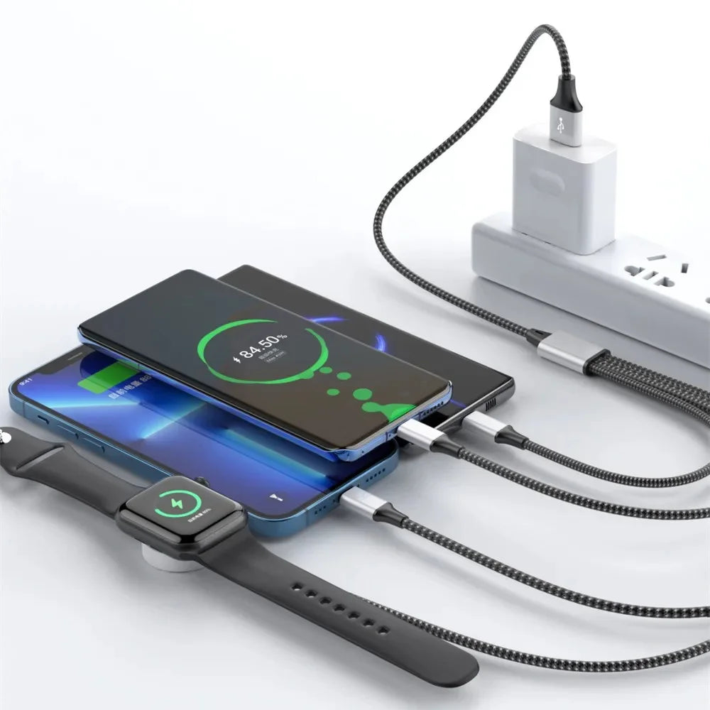 Woven Four One Watch Wireless Charging Mobile Phone Charging Cable