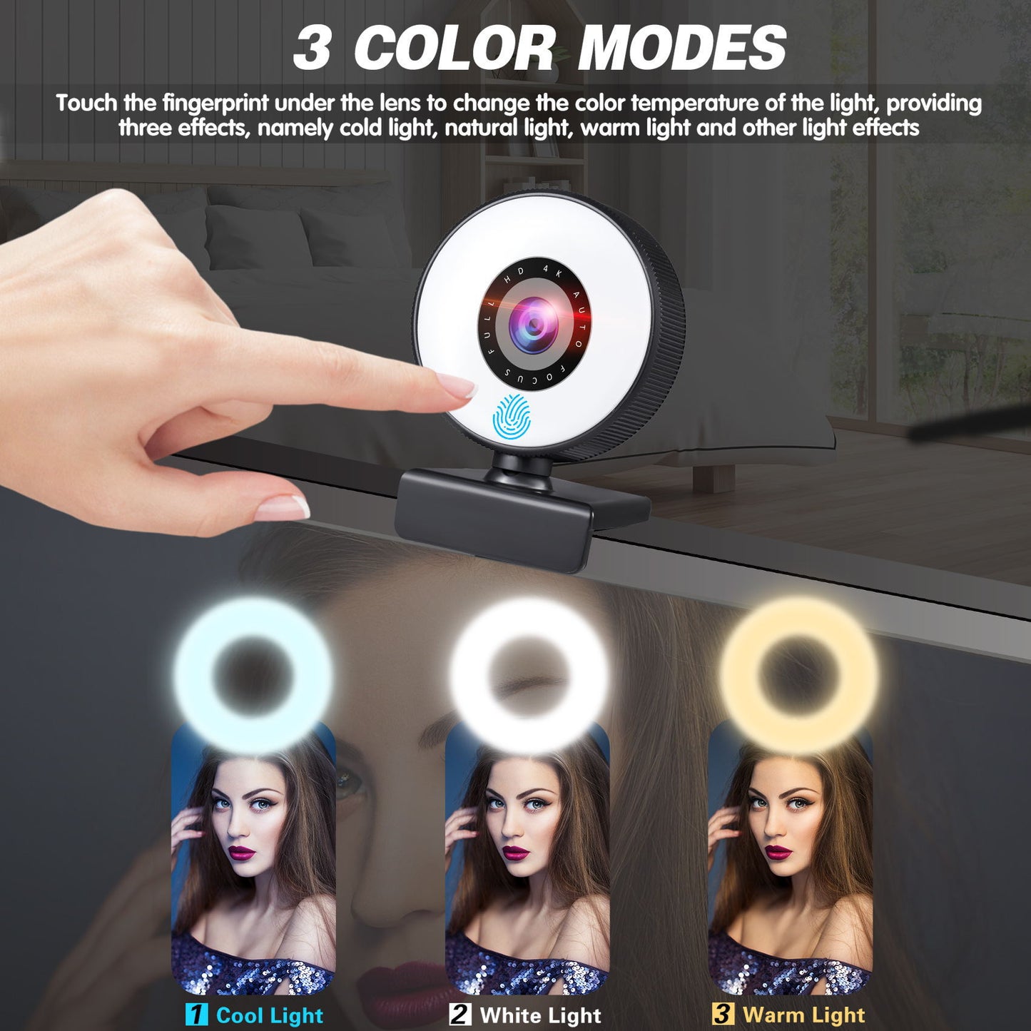 Beauty Autofocus 1080p Computer Camera High Definition Touch USB Live