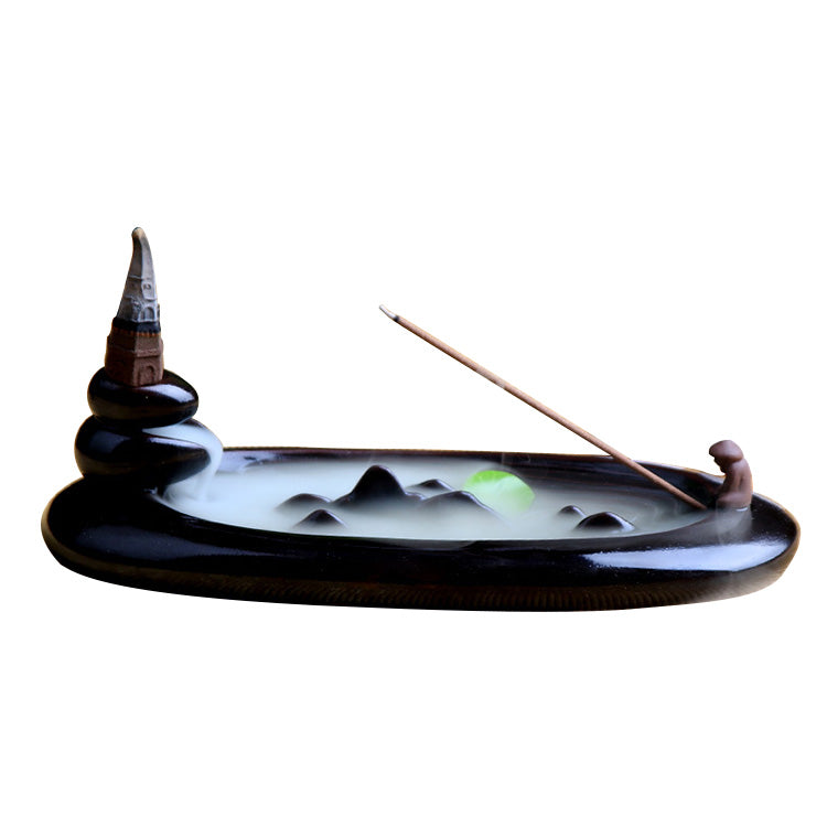 Jiang Taigong Fishing Purple Sand Backflow Incense Burner Ceramic Creative Ornaments Aromatherapy Furnace Mountain Water
