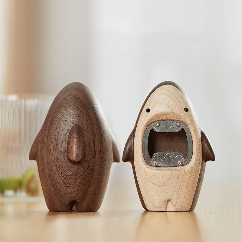 Solid Wood Shark Beer Bottle Opener Creative Personality Cute