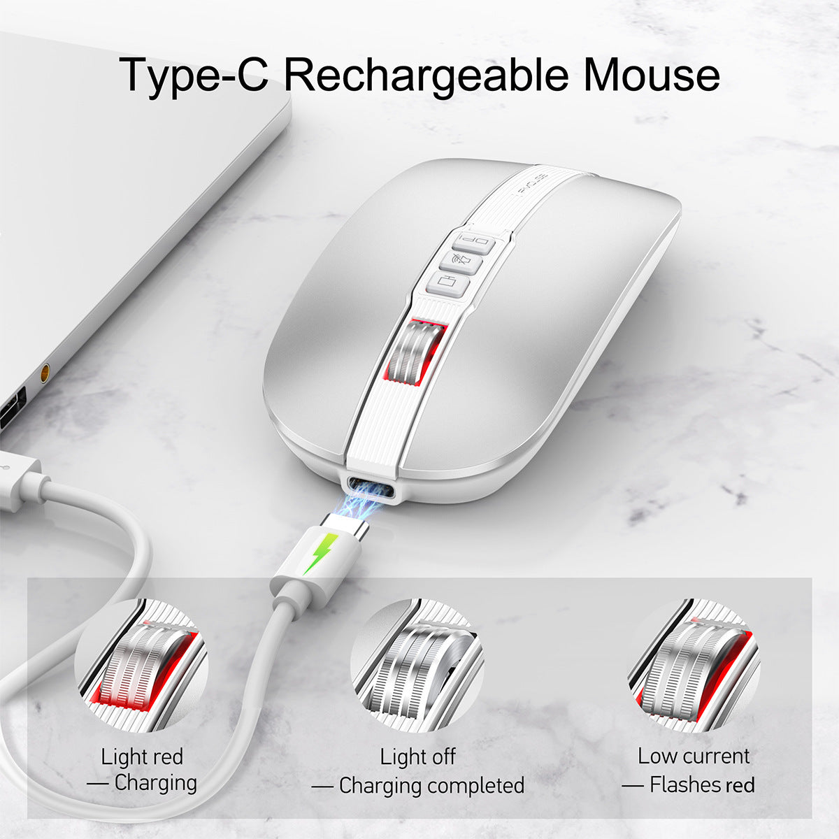 Wireless Mouse Bluetooth Dual Mode 2.4G/BT5.1 Silent Mouse 2400DPI PC Notebook Business Office