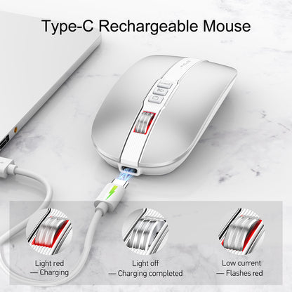 Wireless Mouse Bluetooth Dual Mode 2.4G/BT5.1 Silent Mouse 2400DPI PC Notebook Business Office