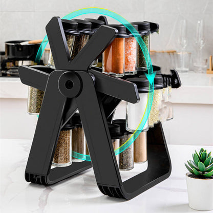 18 Cans Of Rotating Ferris Wheel Glass Seasoning Rack Set Seasoning Bottle Seasoning Jar Seasoning Jar