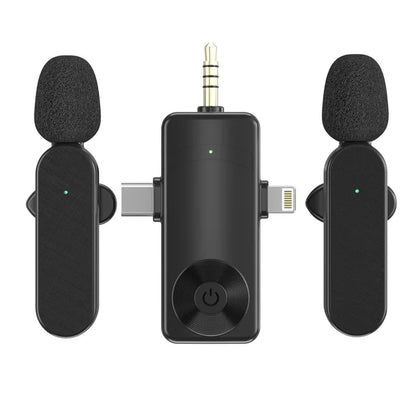 3 In 1 Wireless Lavalier Microphone Plug And Play Intelligent Noise Reduction Mini Mic For iPhone Android Live Broadcast