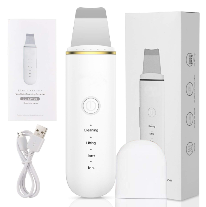 Ultrasonic Skin Scrubber Facial Cleaner Ion Acne Blackhead Remover Peeling Shovel Cleaner Facial Massager Face Lift Machine