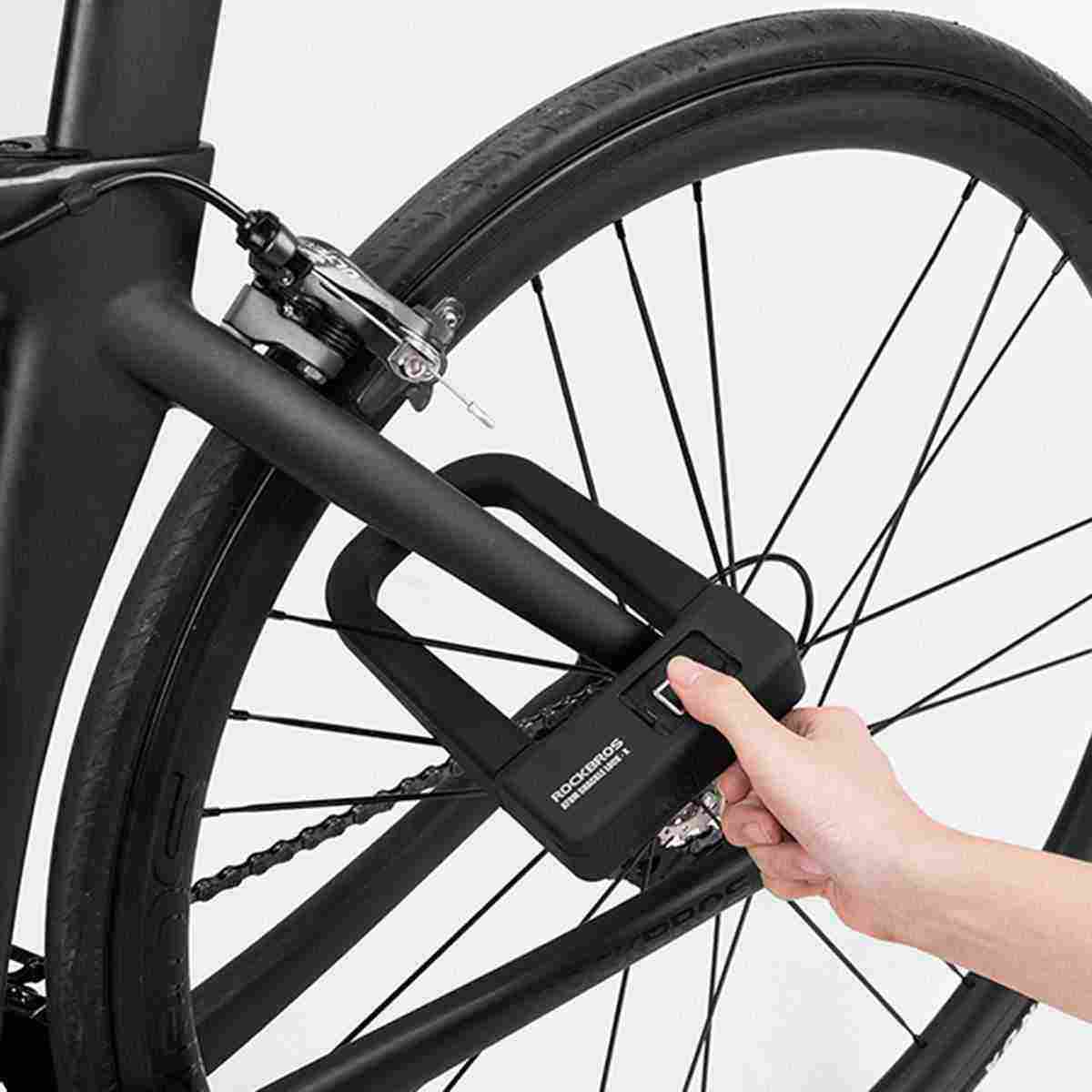 ROCKBROS Bike Bicycle Lock Anti-Theft Bike Motorcycle Lock Fingerprint Lock MTB Road Folding Cycling U Lock Bicycle Accessorie