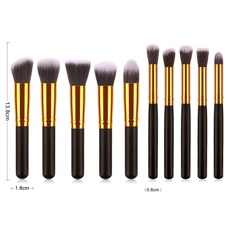 10 Pcs Silver Golden Makeup Brushes Cosmetics Foundation Blending…
