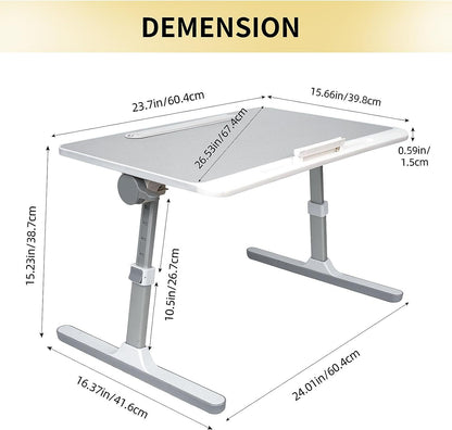 Lap Desk For Laptop, Portable Bed Table Desk, Laptop Desk With LED Light And Drawer