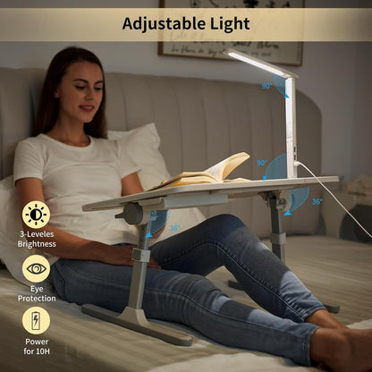 Lap Desk For Laptop, Portable Bed Table Desk, Laptop Desk With LED Light And Drawer