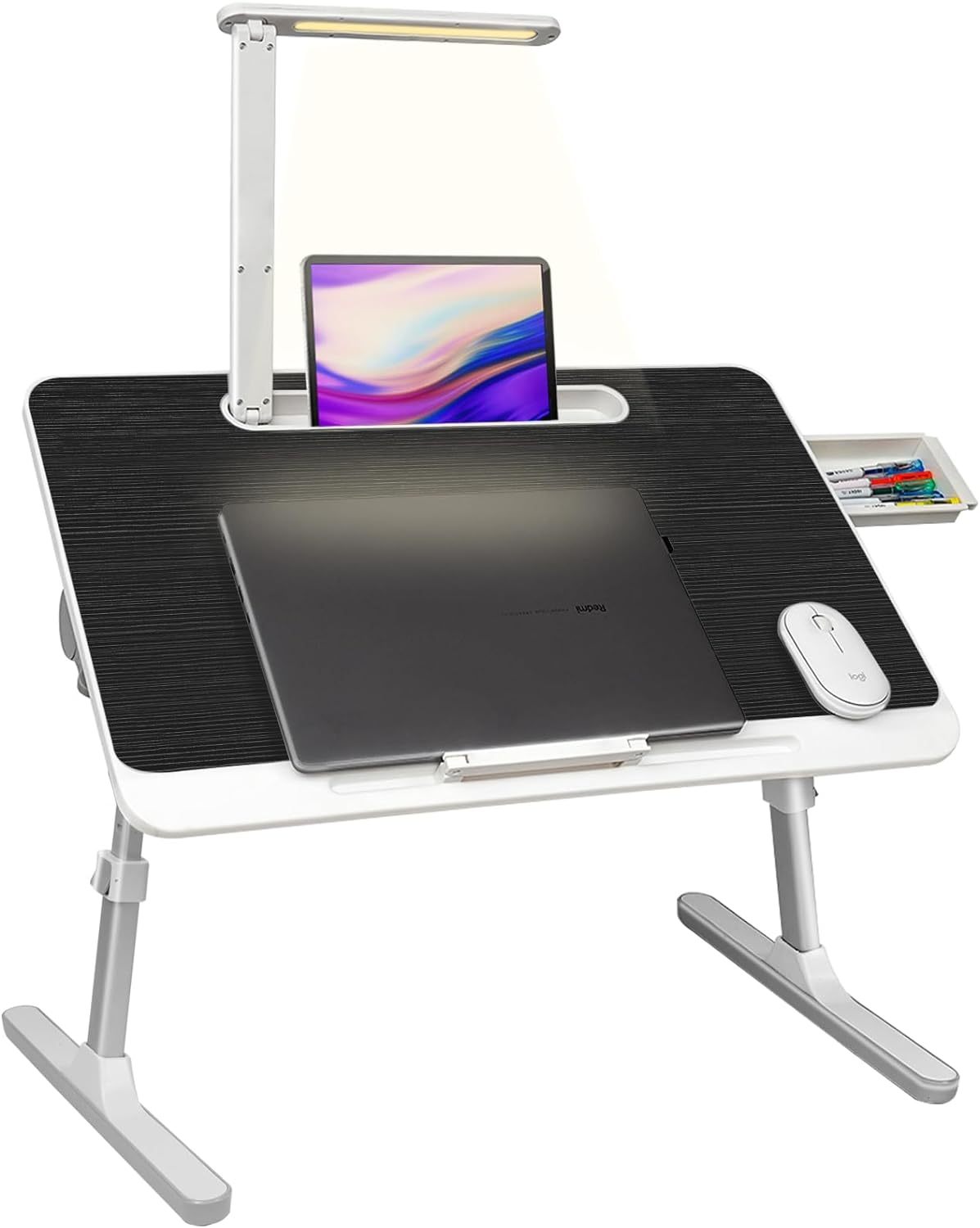 Lap Desk For Laptop, Portable Bed Table Desk, Laptop Desk With LED Light And Drawer