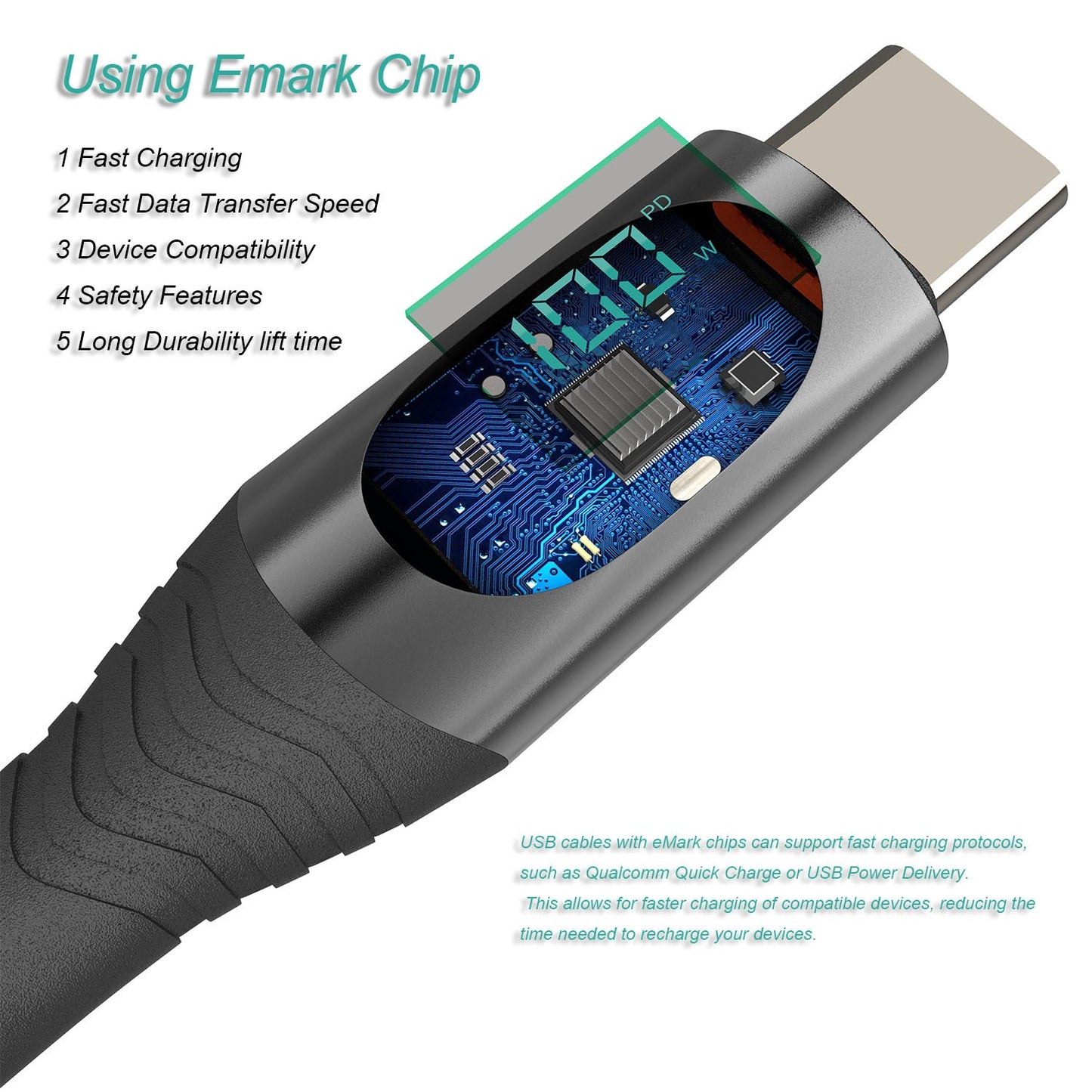 100W digital data cable suitable for Apple 27W mobile phone 15 fast charging cable, dual-type-c to USB-C conversion