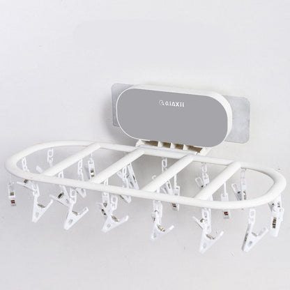Multifunctional Drying Rack 24 Clip Folding Drying Rack Oval Underwear Socks Storage Artifact Household Wind-Resistant Clothes Rack