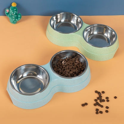 Double Pet Bowls Dog Food Water Feeder Stainless Steel Pet Drinking Dish Feeder Cat/Puppy Feeding Supplies