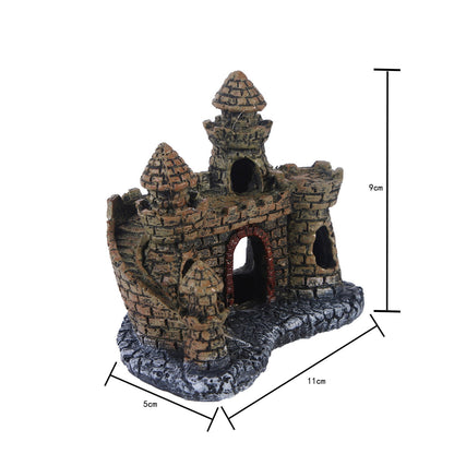 Castle water grass landscaping fish tank resin ornaments