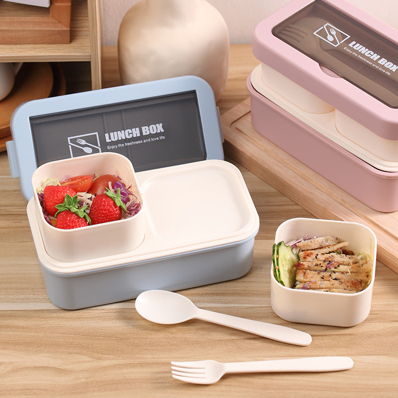 Stylish and simple microwaveable double-layered lunch box for storing lunch boxes