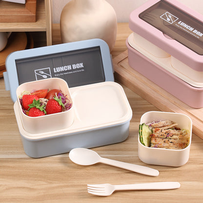 Stylish and simple microwaveable double-layered lunch box for storing lunch boxes