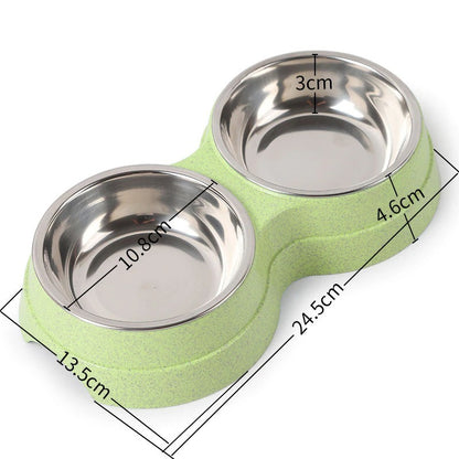 Double Pet Bowls Dog Food Water Feeder Stainless Steel Pet Drinking Dish Feeder Cat/Puppy Feeding Supplies