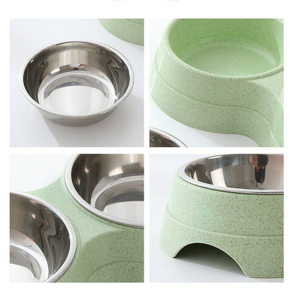 Double Pet Bowls Dog Food Water Feeder Stainless Steel Pet Drinking Dish Feeder Cat/Puppy Feeding Supplies