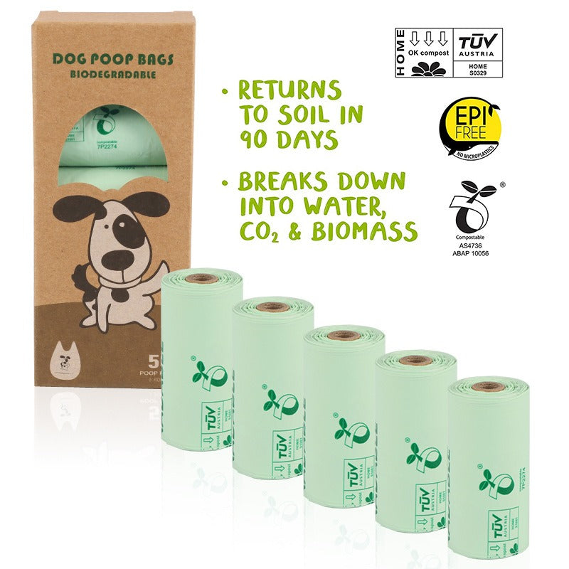 Corn starch biodegradable pet litter bag PLA compost roll up vest bag dog litter bag