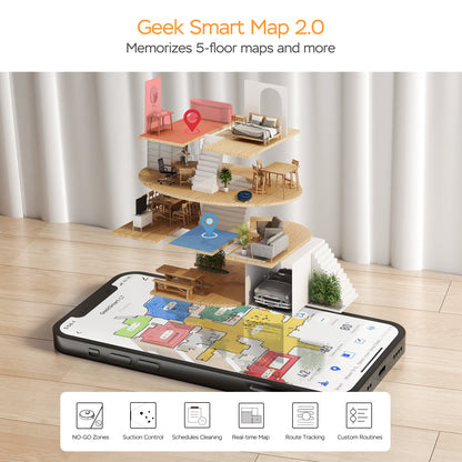 Geek Smart L7 Robot Vacuum Cleaner And Mop, LDS Navigation, Wi-Fi Connected APP, Selective Room Cleaning,MAX 2700 PA Suction