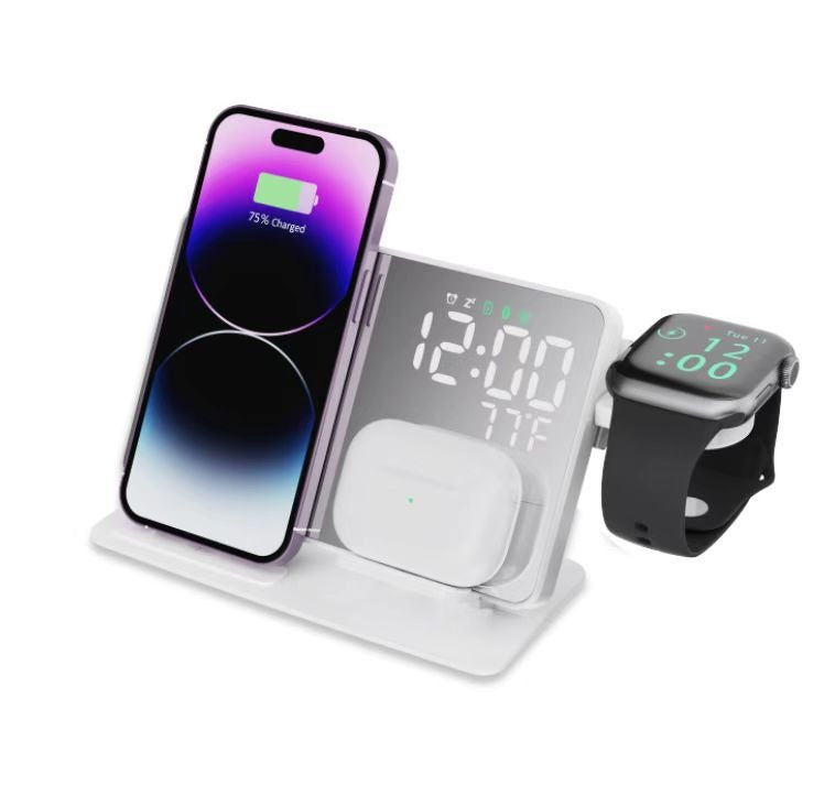 2 1 Wireless Charging Time Display Alarm Clock 15w Thermometer