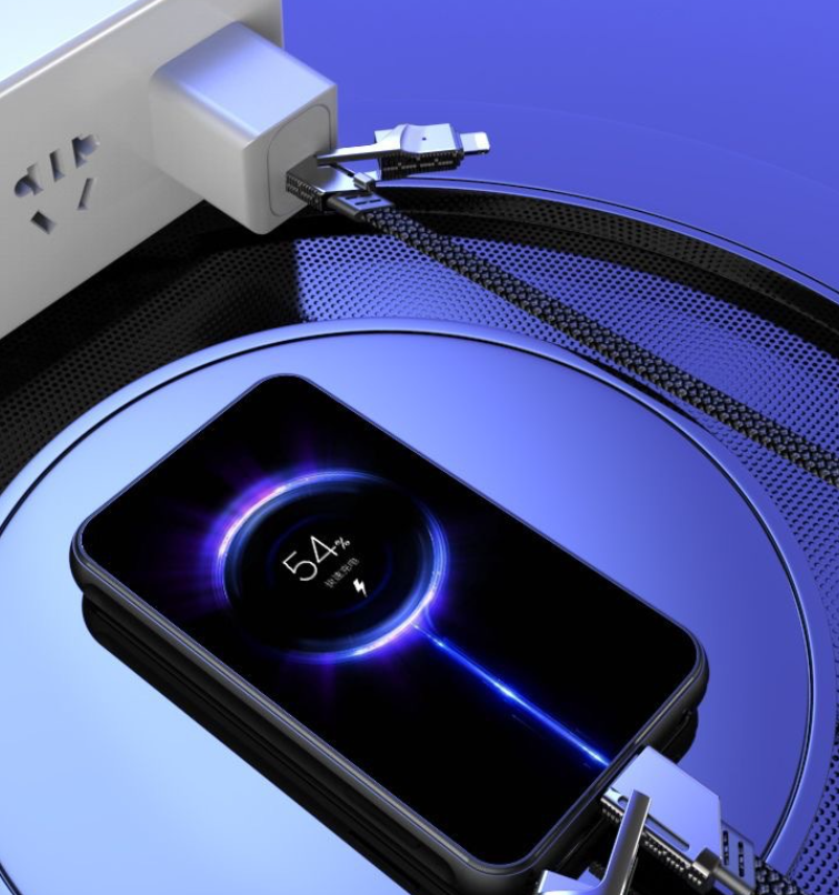 Four in one zinc alloy data cable two to two braided fast charging cable double ended type-c PD charging cable