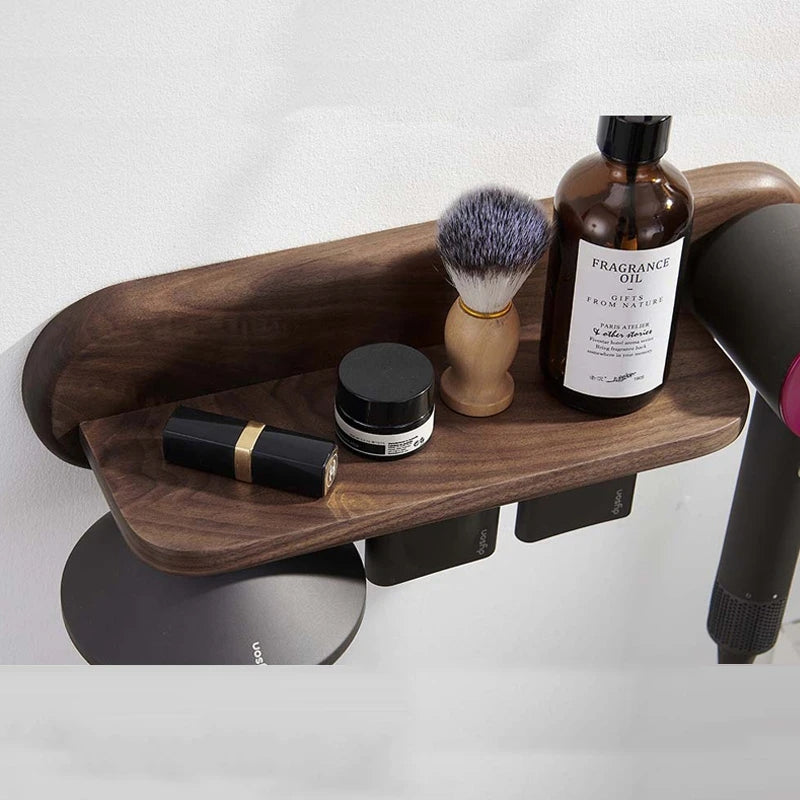 Wall Mount Hair Dryer Holder for Dyson Supersonic Hair Dryer Walnut Beech Wood Hair Dryer Bracket