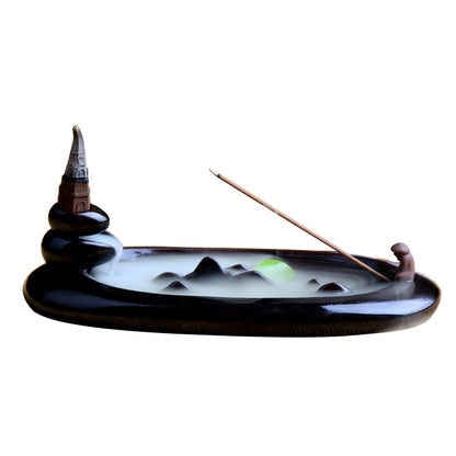 Jiang Taigong Fishing Purple Sand Backflow Incense Burner Ceramic Creative Ornaments Aromatherapy Furnace Mountain Water