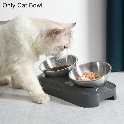 Pet Bowl Feeder Cat Bowl Pet Stainless Steel Dog Bowl Adjustable Inclined Cat Bowl Inclined Water Bowl