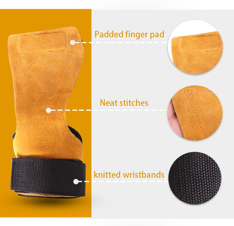 1 Pair Cowhide Hand Grips Gymnastics Gloves Grips Anti Skid