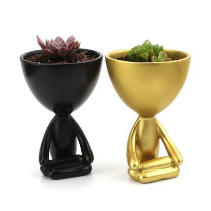 Creative Meditation Figurine Succulent Flower Pot Ornaments