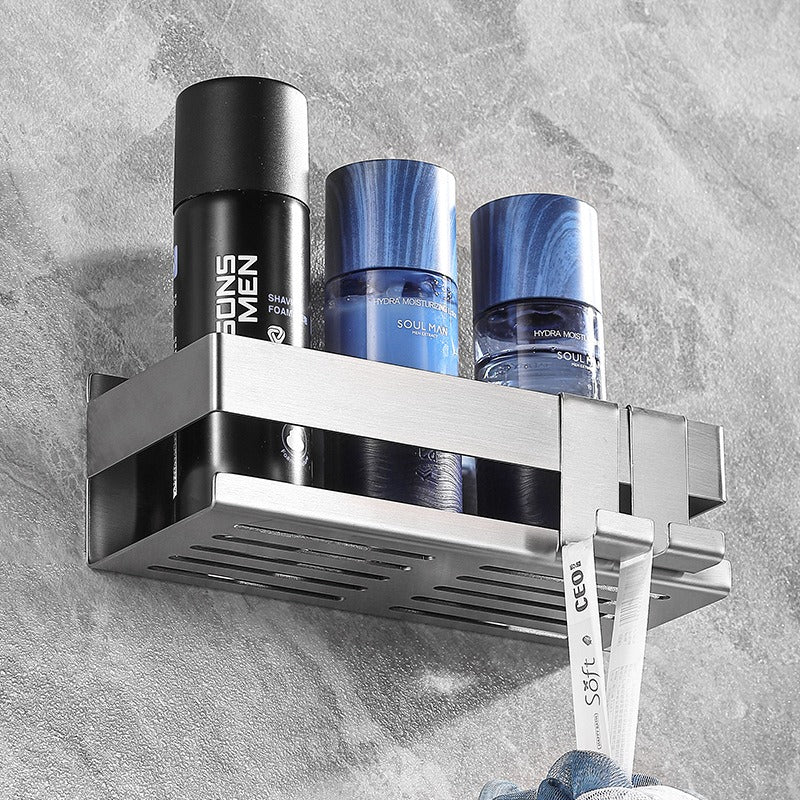 304 Stainless Steel Bathroom Storage Rack Wall Mounted Hole Free
