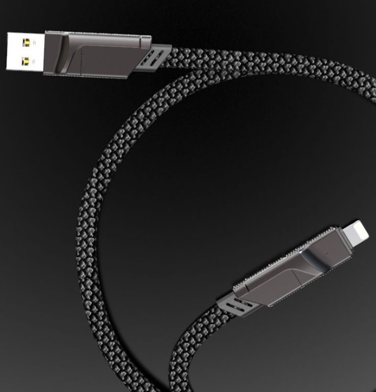 Four in one zinc alloy data cable two to two braided fast charging cable double ended type-c PD charging cable