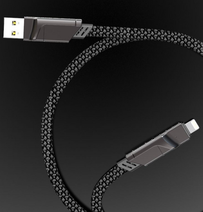 Four in one zinc alloy data cable two to two braided fast charging cable double ended type-c PD charging cable