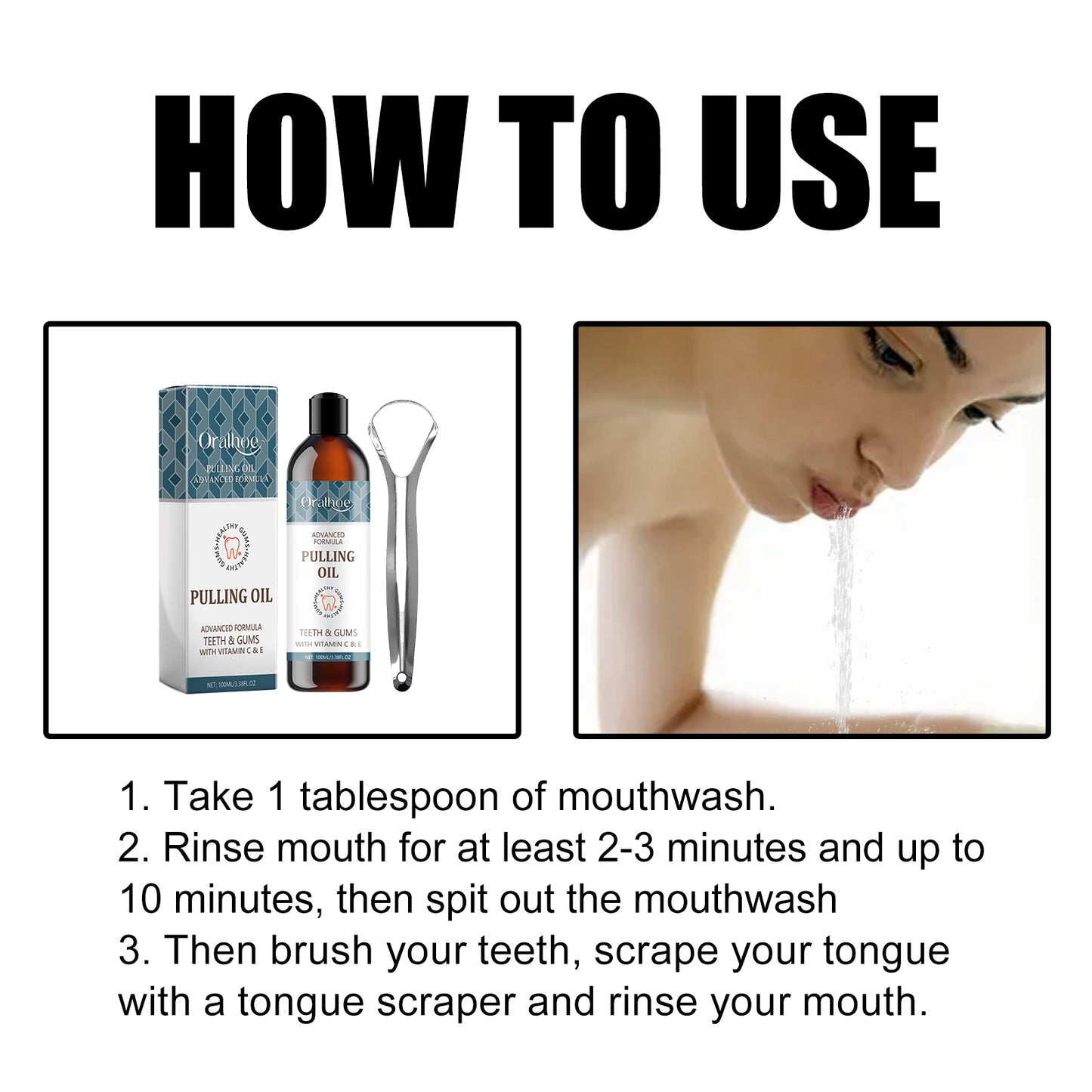 Oralhoe Puling Oil, Clean Mouth Odor Tartar Very Well Protect Teeth And Fresh Breath