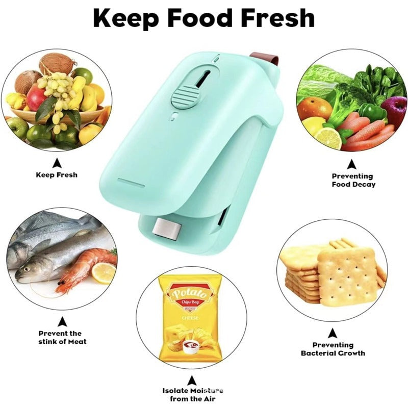 Portable Chip Bag Sealer Machine, With Cutter Handheld Heat Mini Chip Bag Sealer