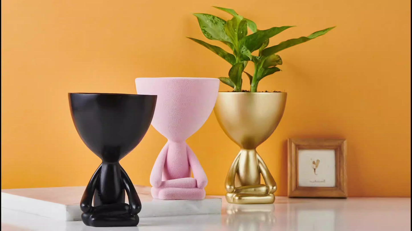 Creative Meditation Figurine Succulent Flower Pot Ornaments