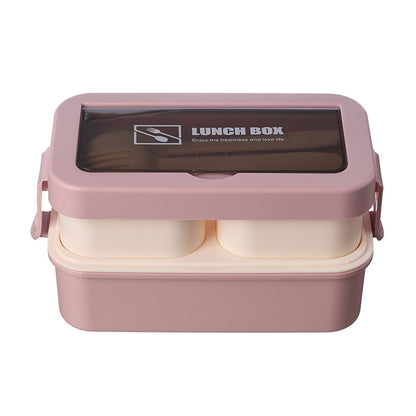 Stylish and simple microwaveable double-layered lunch box for storing lunch boxes