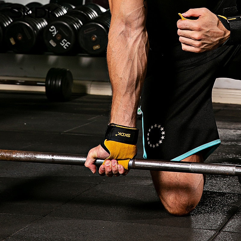 1 Pair Cowhide Hand Grips Gymnastics Gloves Grips Anti Skid