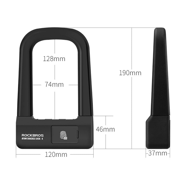 ROCKBROS Bike Bicycle Lock Anti-Theft Bike Motorcycle Lock Fingerprint Lock MTB Road Folding Cycling U Lock Bicycle Accessorie