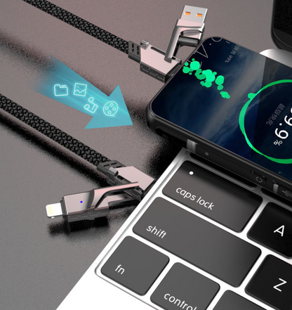 Four in one zinc alloy data cable two to two braided fast charging cable double ended type-c PD charging cable