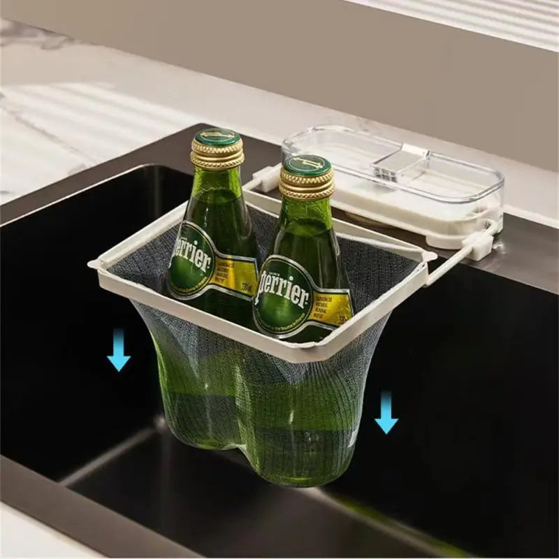 Hanging Mesh Sink Strainer Rack – Foldable Kitchen Drain Basket