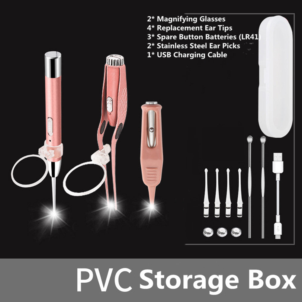 Illuminated Ear Scoop Ear Cleaner Pick Earmuff Ear Pick Visual Ear Scoop Children's Luminous Earwax Tweezers Set