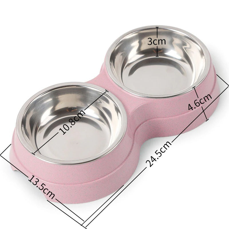 Double Pet Bowls Dog Food Water Feeder Stainless Steel Pet Drinking Dish Feeder Cat/Puppy Feeding Supplies