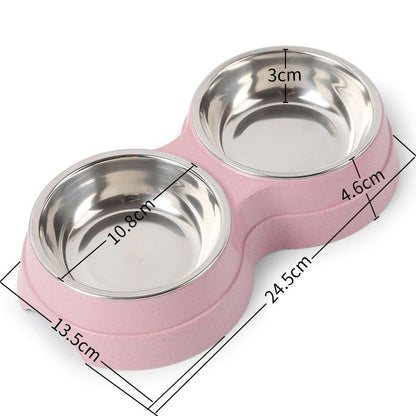 Double Pet Bowls Dog Food Water Feeder Stainless Steel Pet Drinking Dish Feeder Cat/Puppy Feeding Supplies